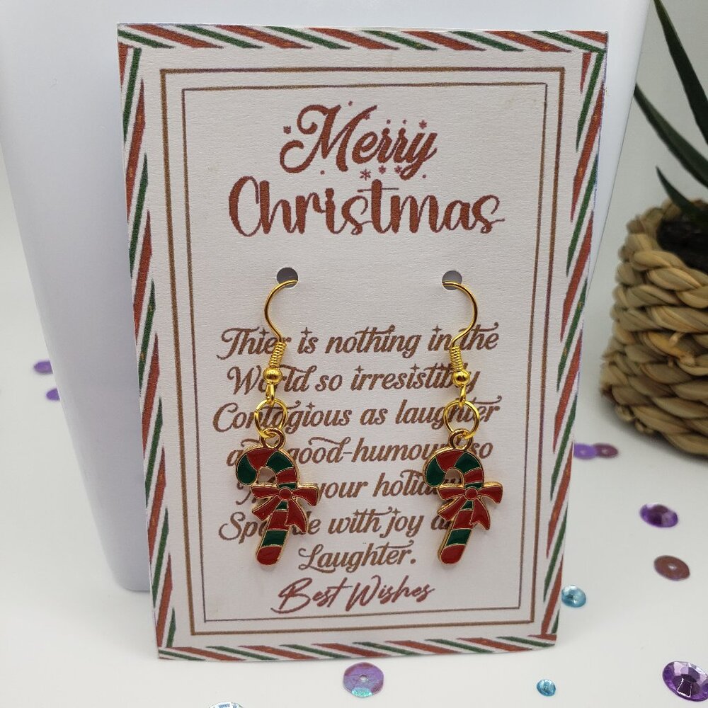 Hand Made Earrings Christmas Candy Canes